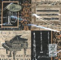 Servet, napkin met muziekinstrumenten